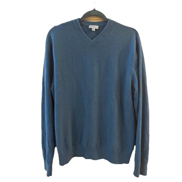 COS Men’s Sweater 100% Cashmere Blue V Neck Closet Staple Cozycore Officecore - Picture 1 of 5